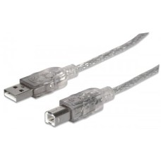 CABO USB 2.0  3 MT A/B MANHT SILV